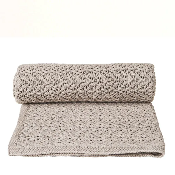 Garbo&Friends Crochet Cotton/Wool Blanket – Beige