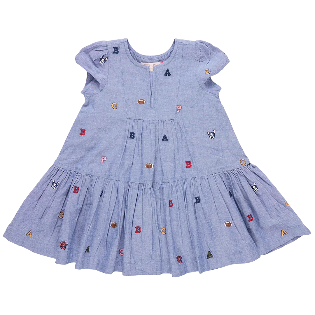 Girl's Adele Dress Varsity Embroidery