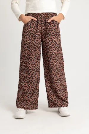 Girls Brown Leopard Pants