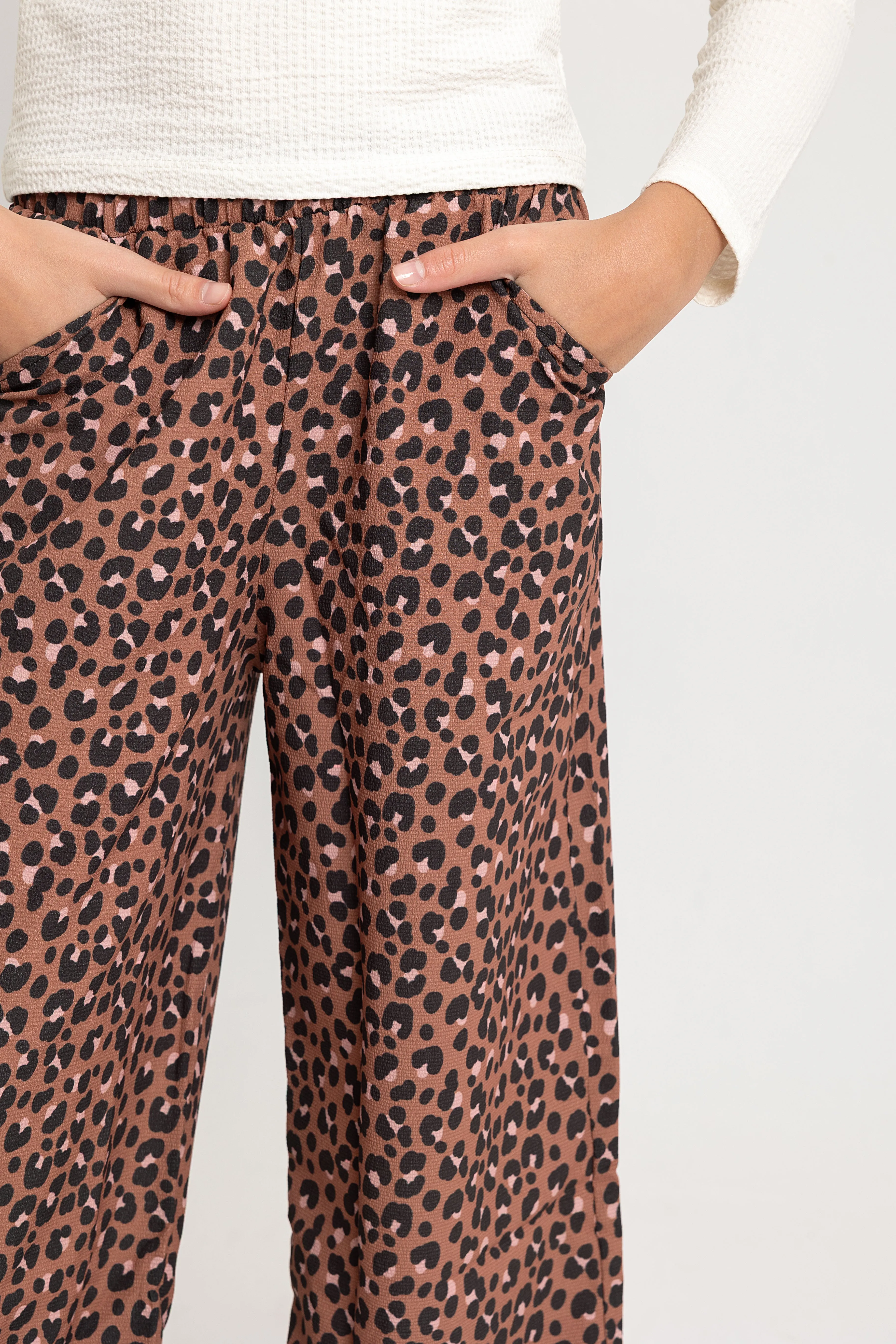 Girls Brown Leopard Pants