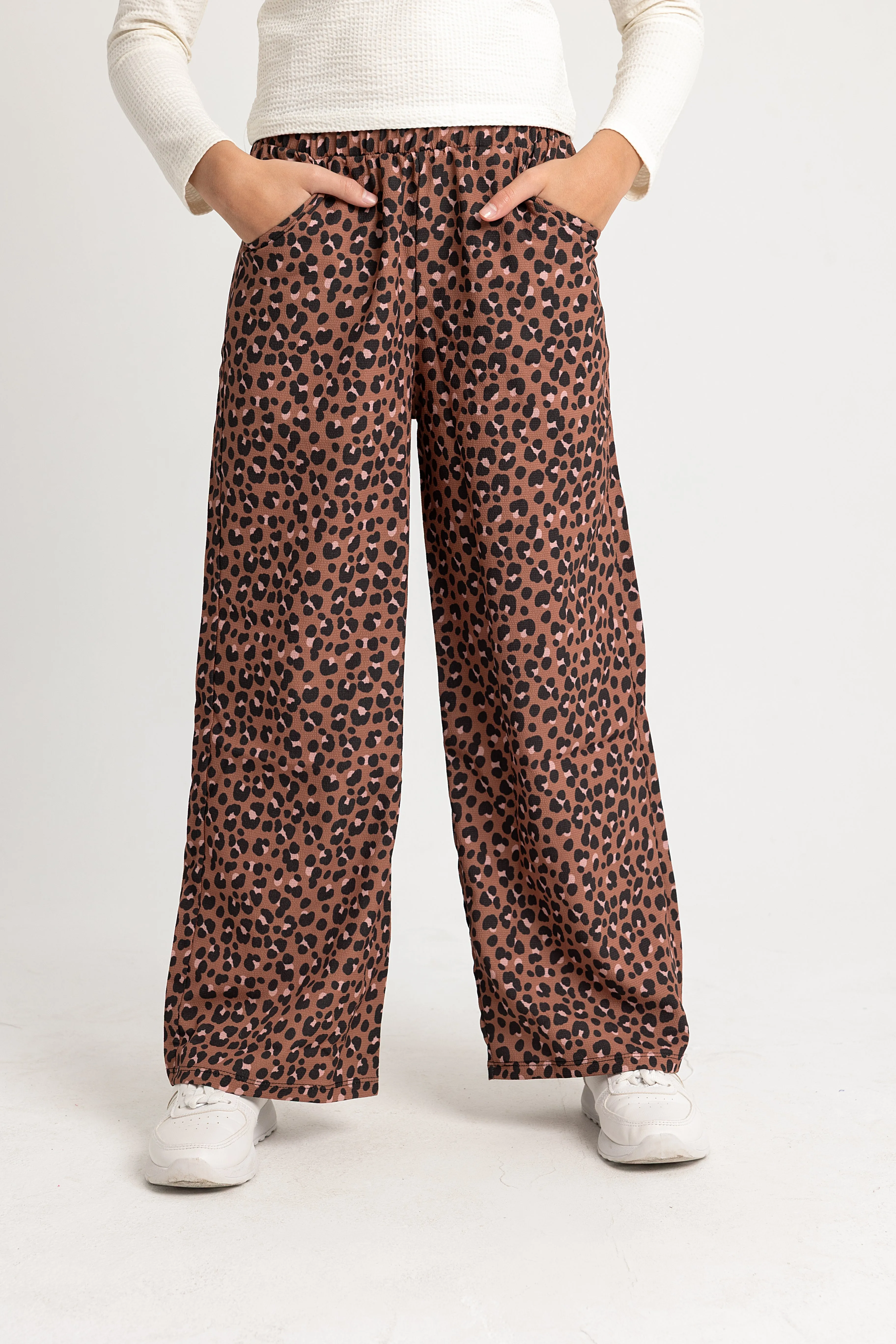 Girls Brown Leopard Pants