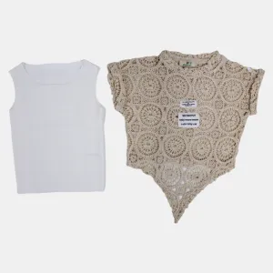 Girls' Cotton Blouse with Lace Details