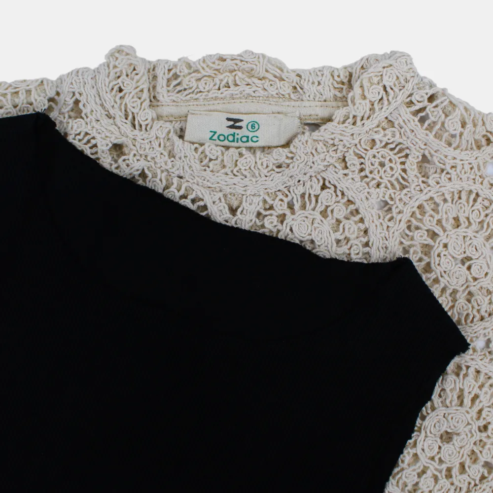 Girls' Cotton Blouse with Lace Details