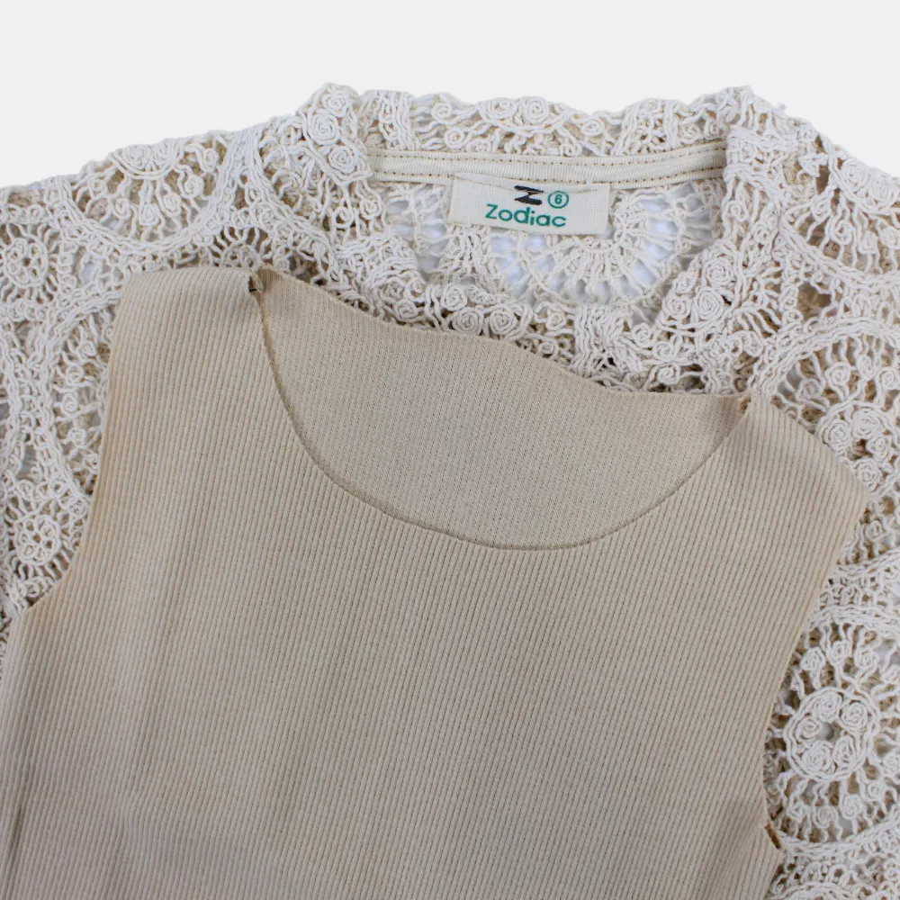 Girls' Cotton Blouse with Lace Details