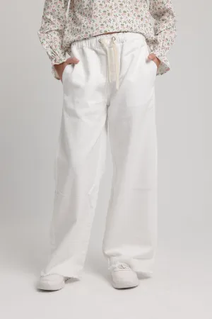 Girls Gabardine Pants Off White