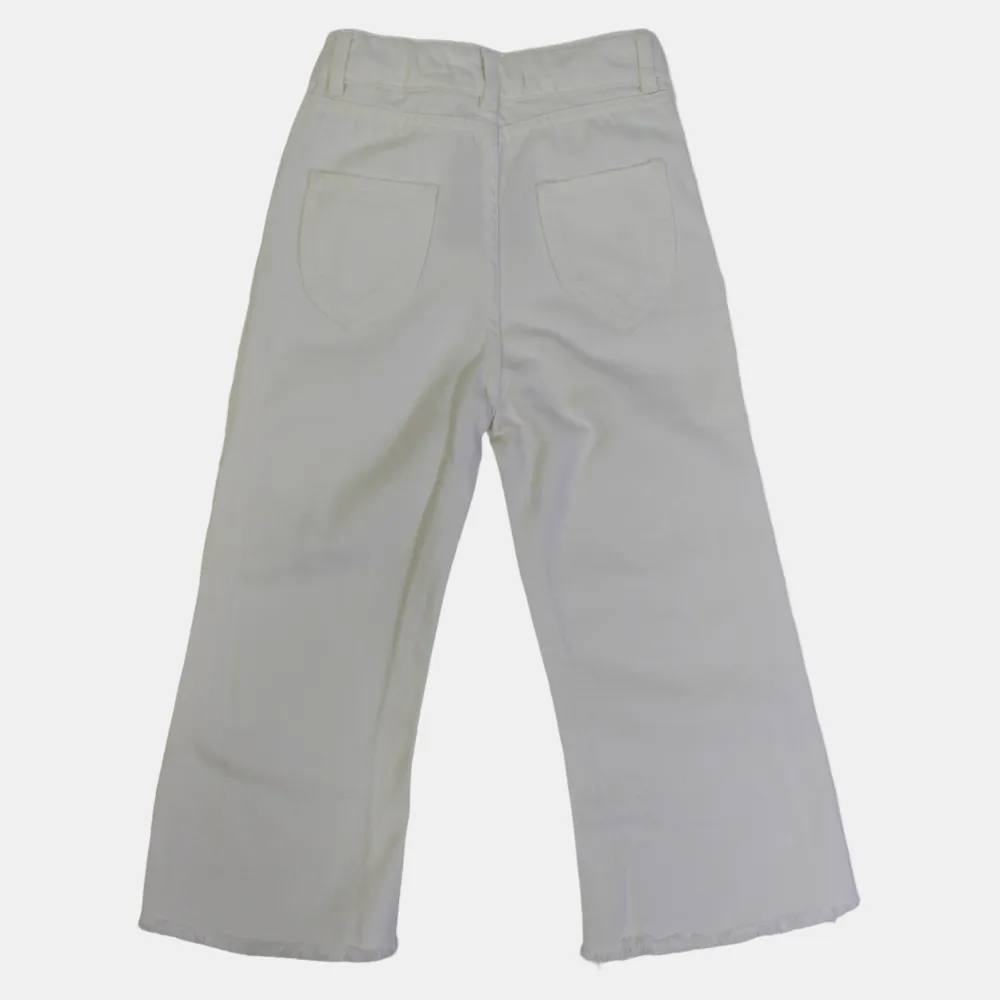 Girls' Gabardine Pants – White Ripped Style