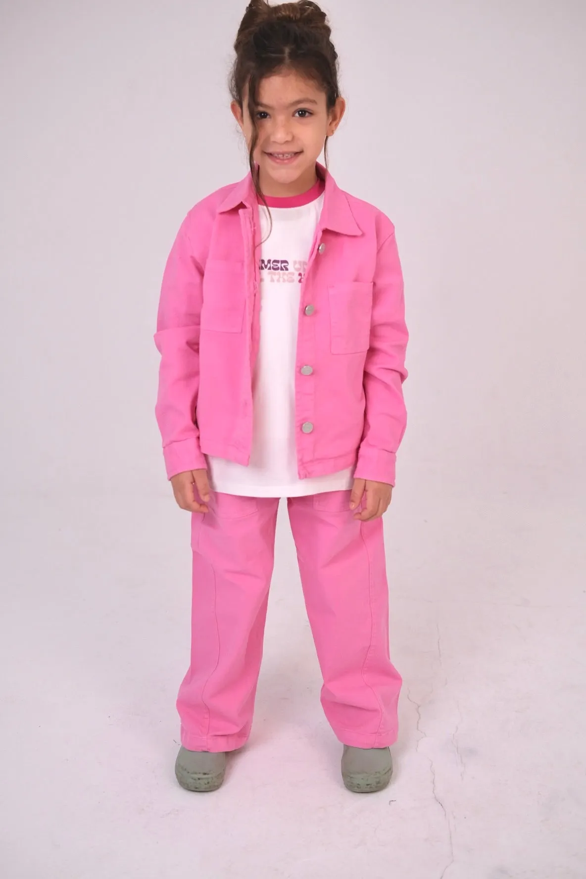 Girls Gabardine Shirt – Fuchsia