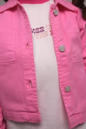 Girls Gabardine Shirt – Fuchsia
