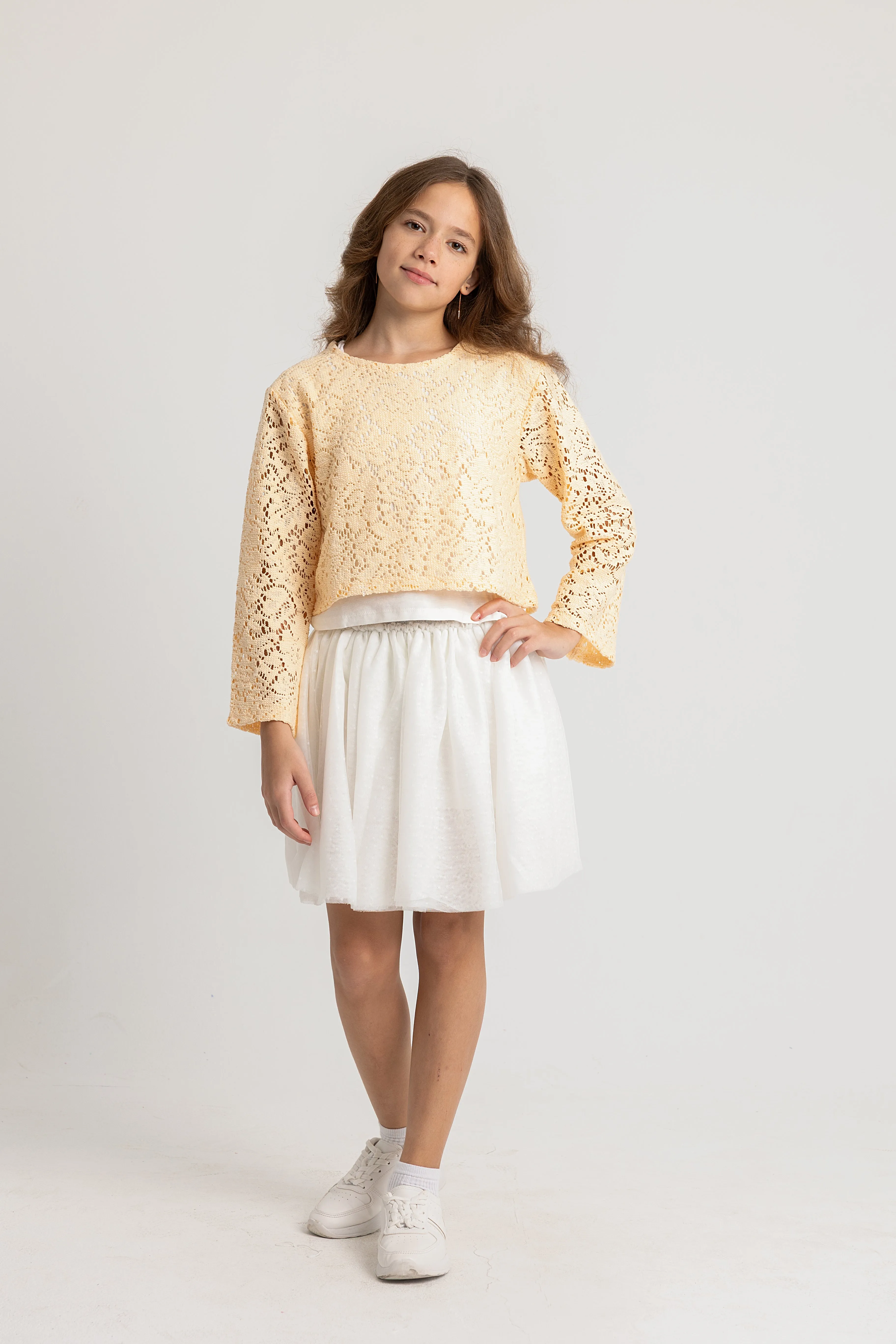 Girls Lace Blouse – Beige