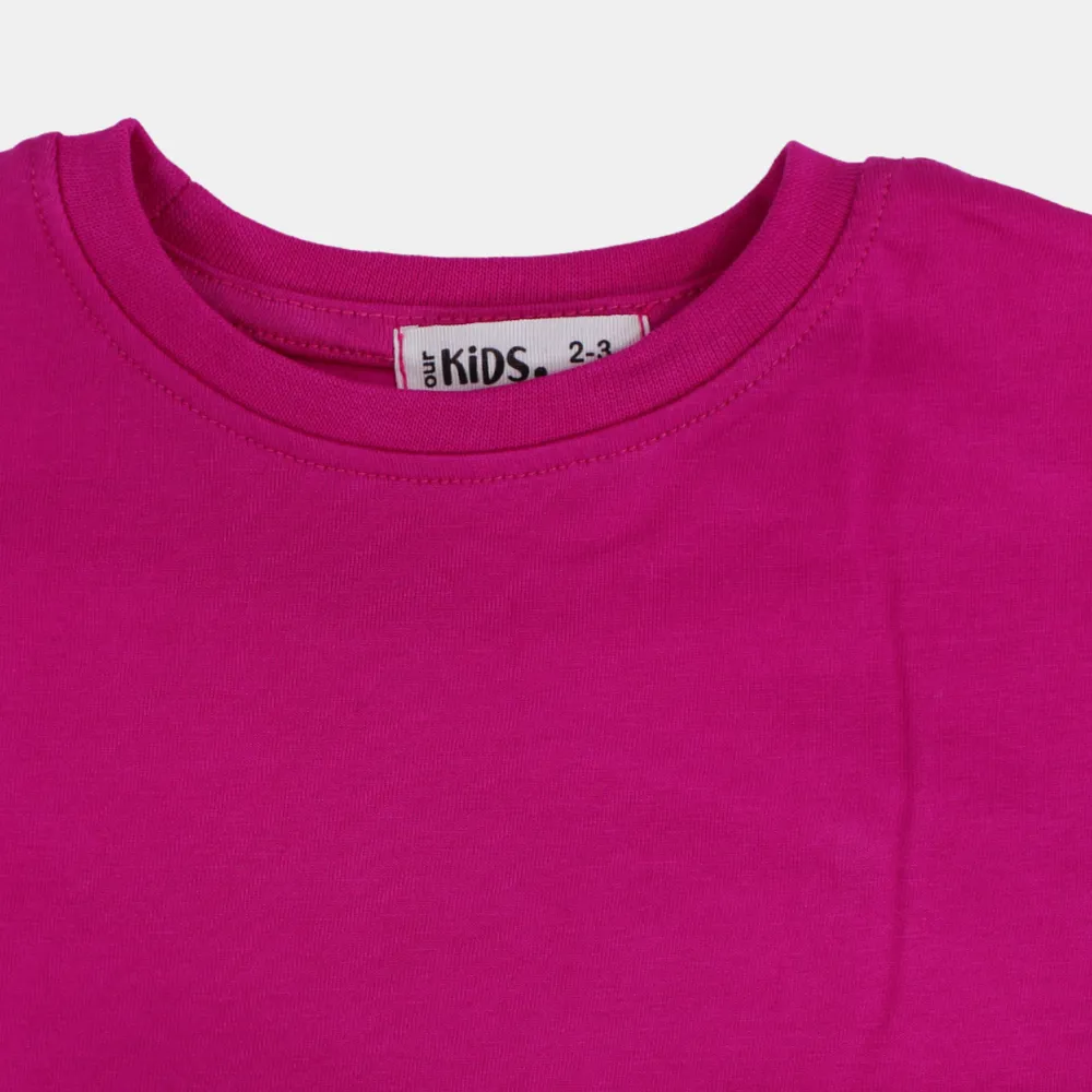 Girls Oversized Short-Sleeved T-Shirt – Plain Fuchsia