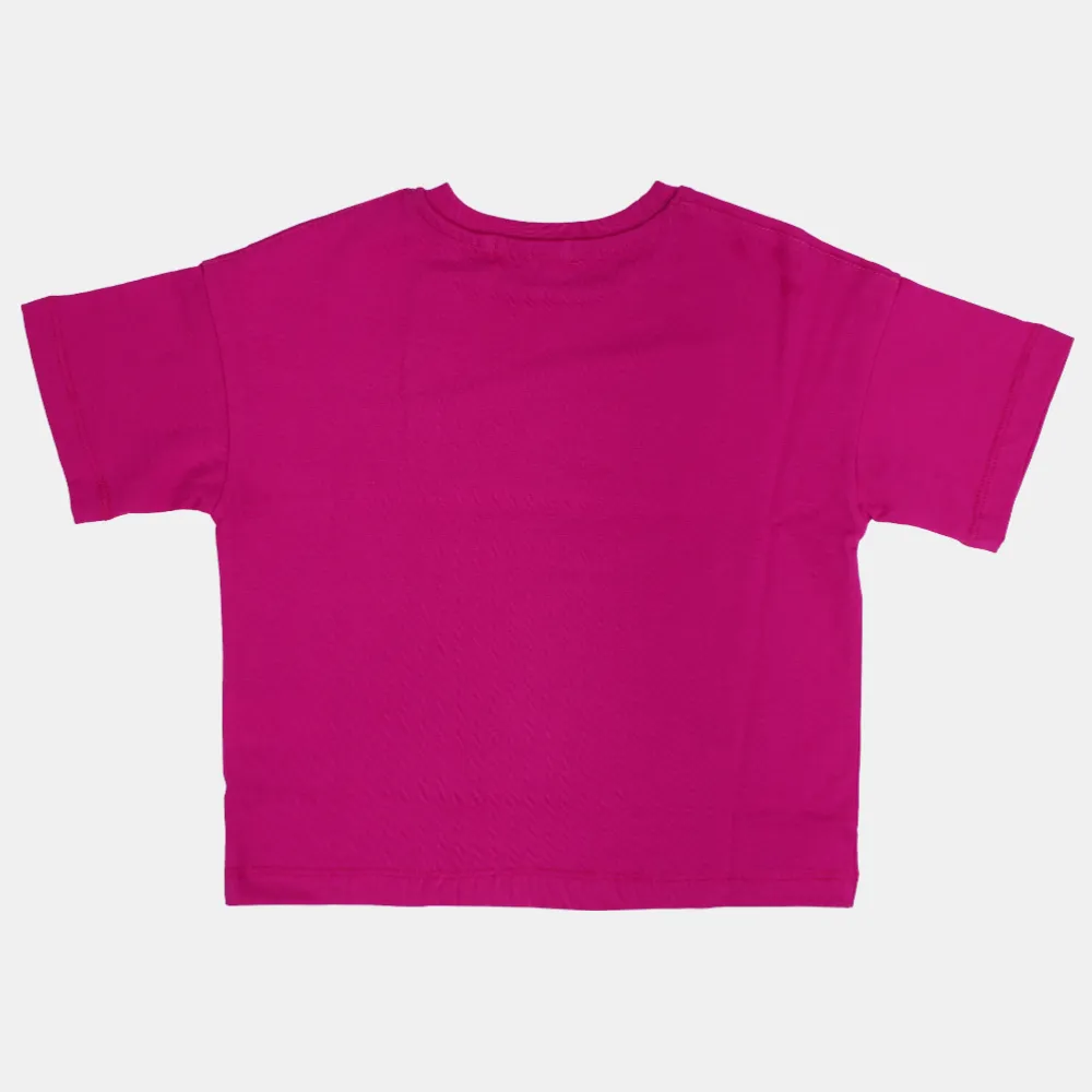 Girls Oversized Short-Sleeved T-Shirt – Plain Fuchsia