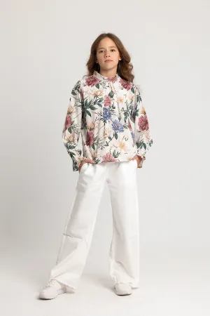 Girls Printed Long-Sleeved Blouse