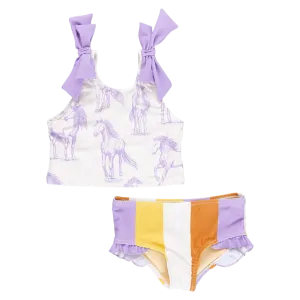 Girls Shelly Tankini - Lavender Horses