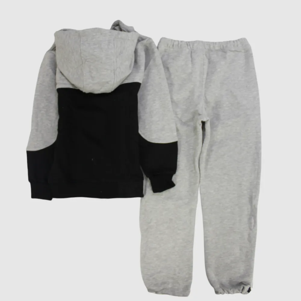 Grey/Black Long-Sleeved Fleeced Hooded Pajama