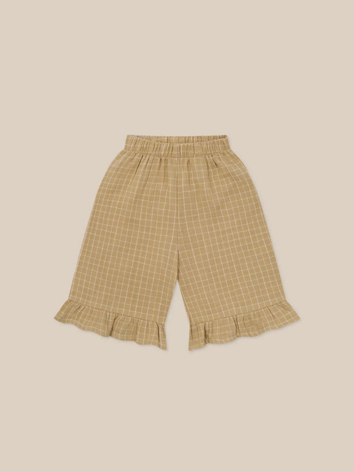 Grid Check Wheat Frill Culottes
