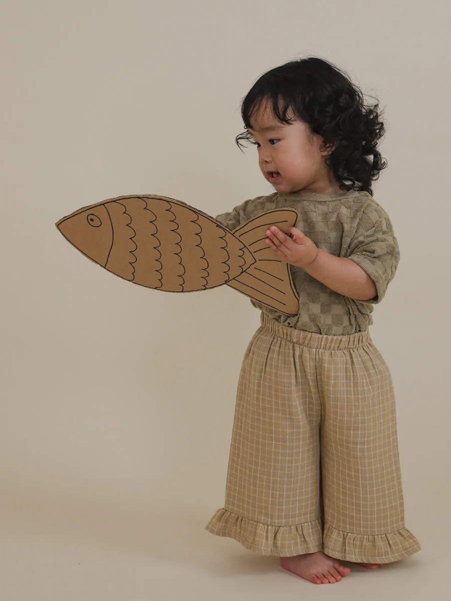 Grid Check Wheat Frill Culottes