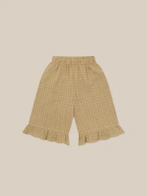 Grid Check Wheat Frill Culottes