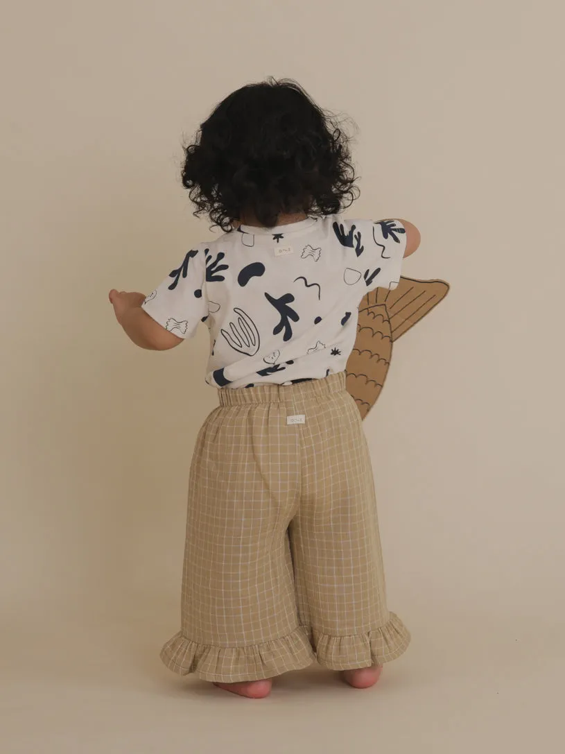Grid Check Wheat Frill Culottes