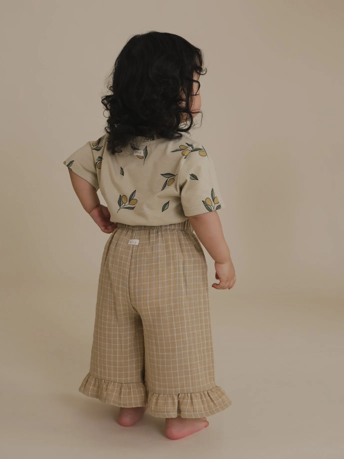 Grid Check Wheat Frill Culottes