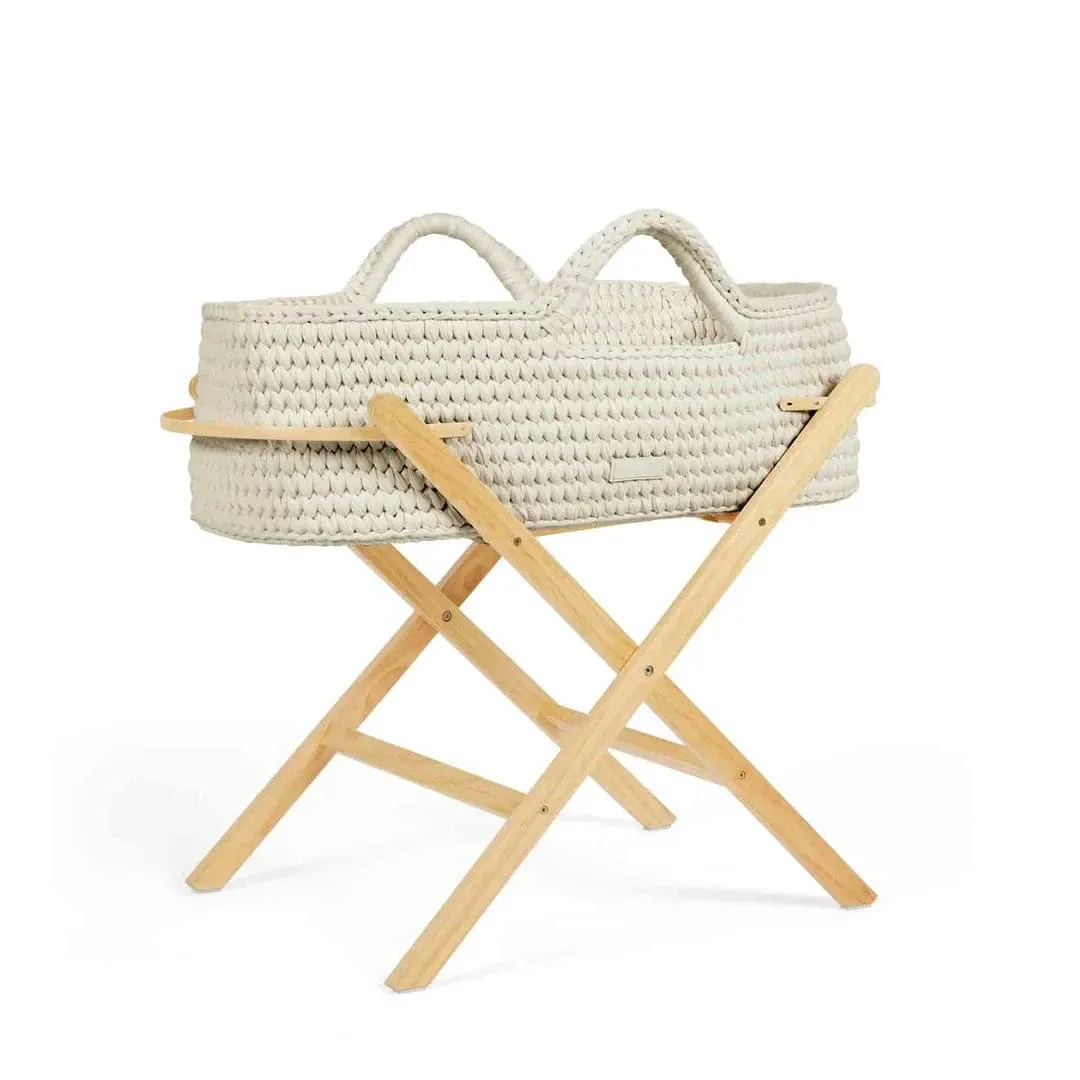 Ickle Bubba Nova Moses Basket & Stand - Cloud / Pine