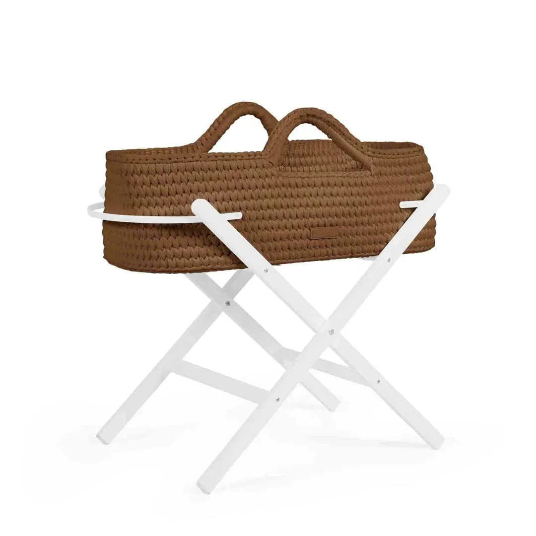 Ickle Bubba Nova Moses Basket & Stand - Mocha / White