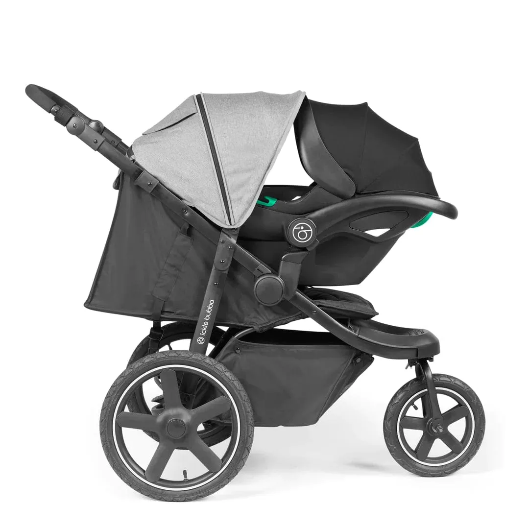 Ickle Bubba Venus Max Jogger (Stratus i-Size) Travel System - Black / Space Grey / Black