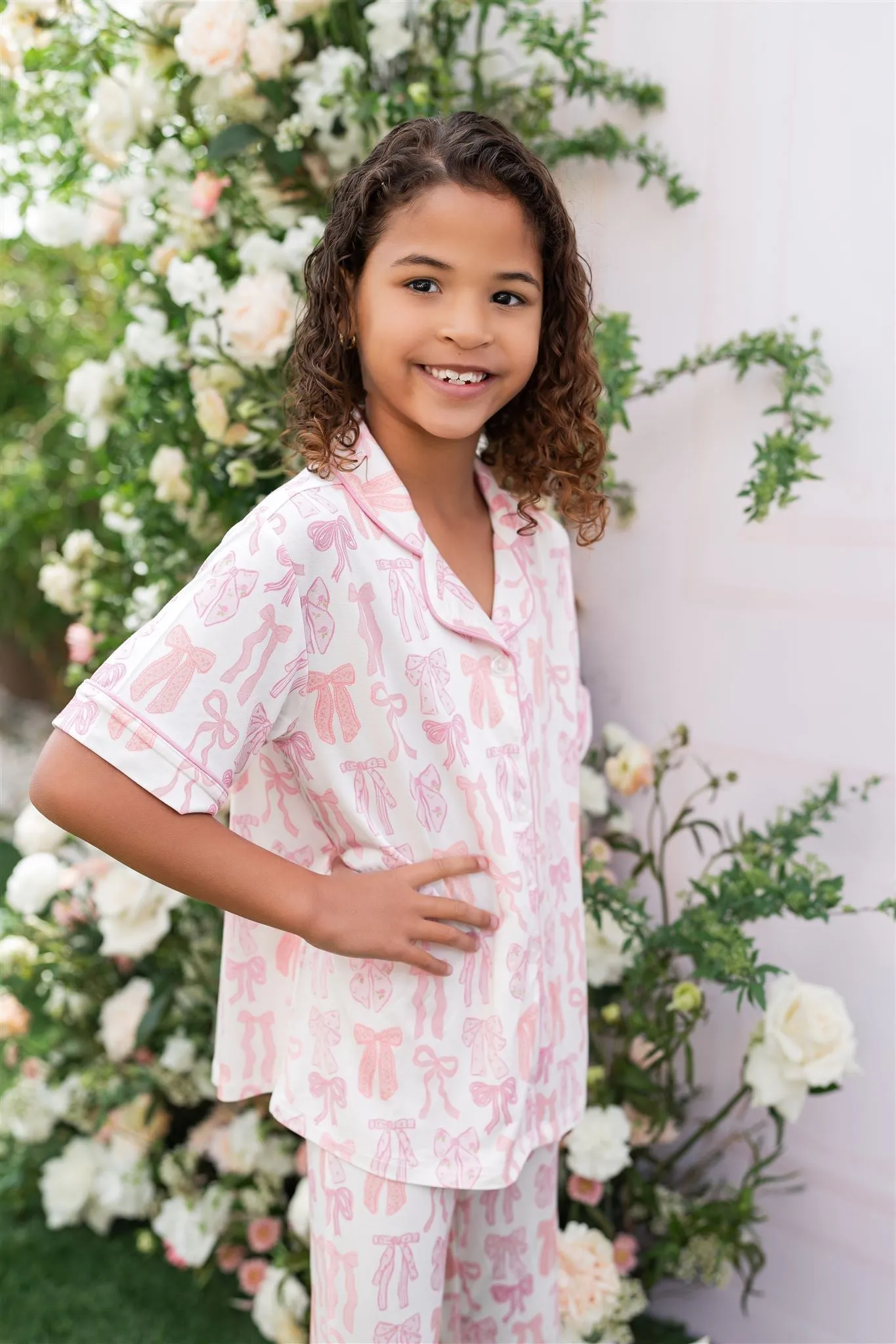 In My Jammers Spring Floral Bows Button Up Flare Set