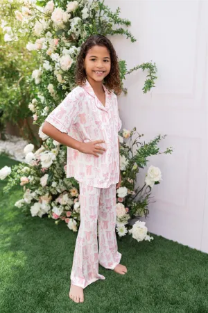 In My Jammers Spring Floral Bows Button Up Flare Set