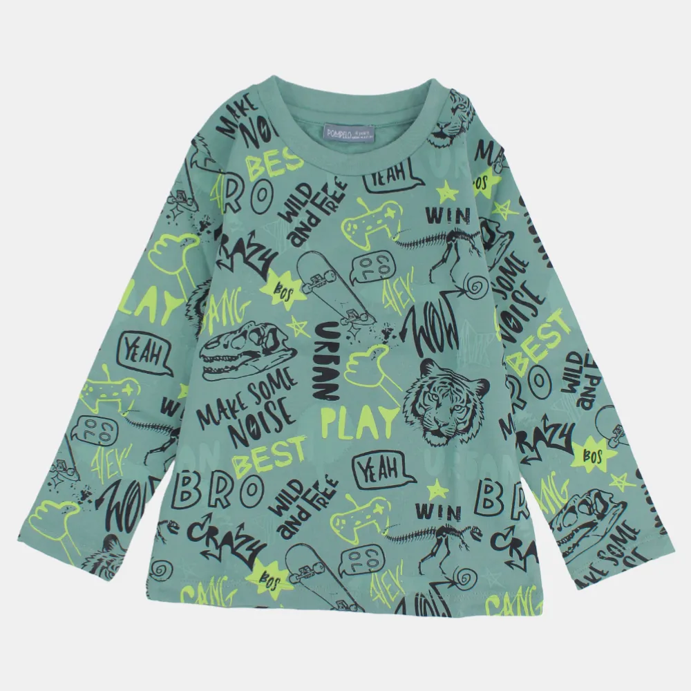 Kids Boys' Cotton Long-Sleeved T-Shirt – Olive Green