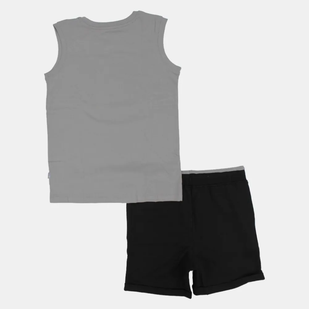 Kids' Boys Sleeveless Cotton Pajama Set – Grey