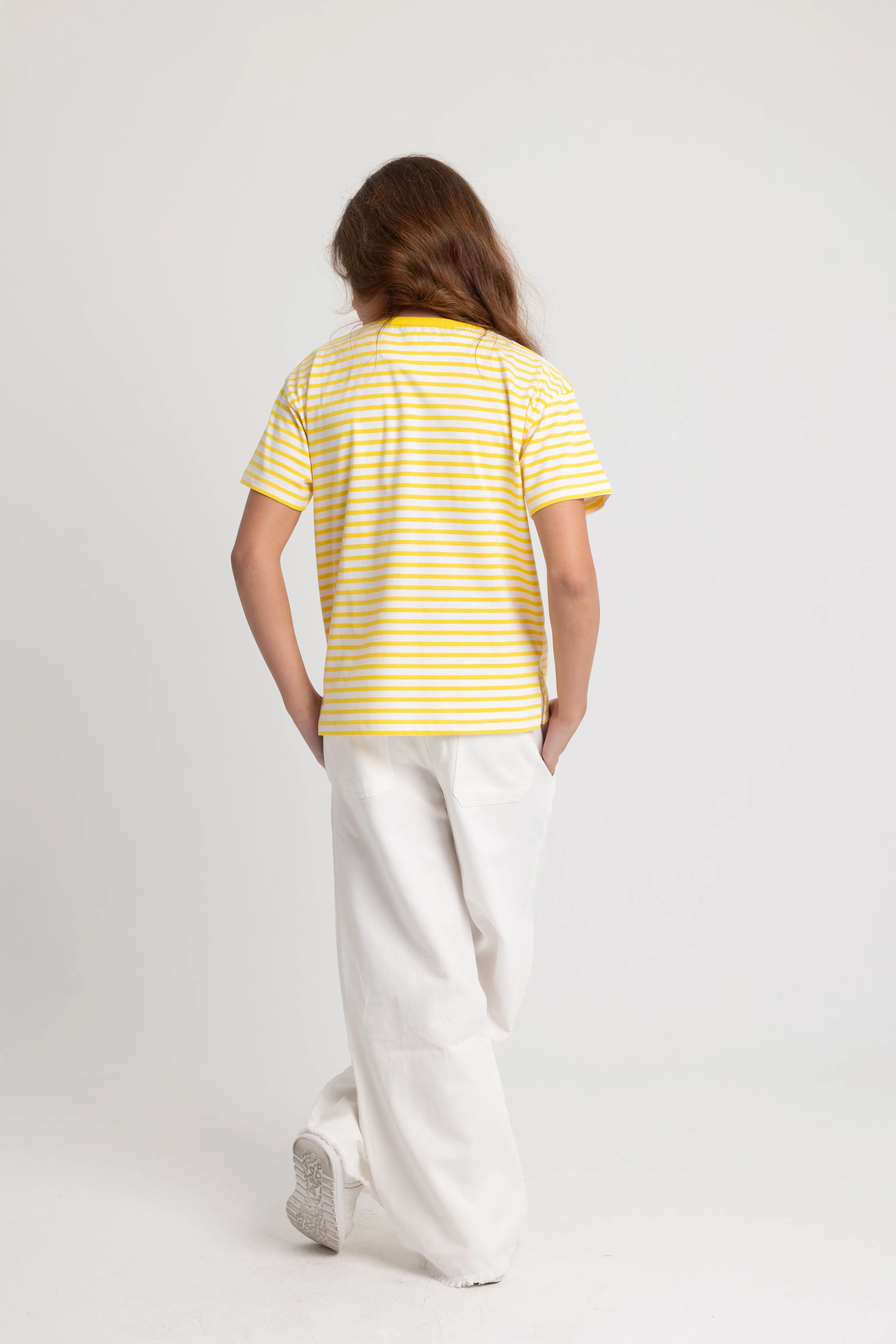 Kids Girls' Striped Cotton Short-Sleeved T-Shirt