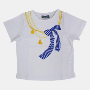 Kids Girls White Cotton Short-Sleeved T-Shirt – Soft & Stylish for Everyday Wear!