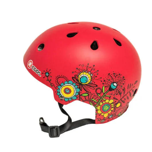 Kids Safety Helmet (Red Flowers)  Medium 55 - 58cm