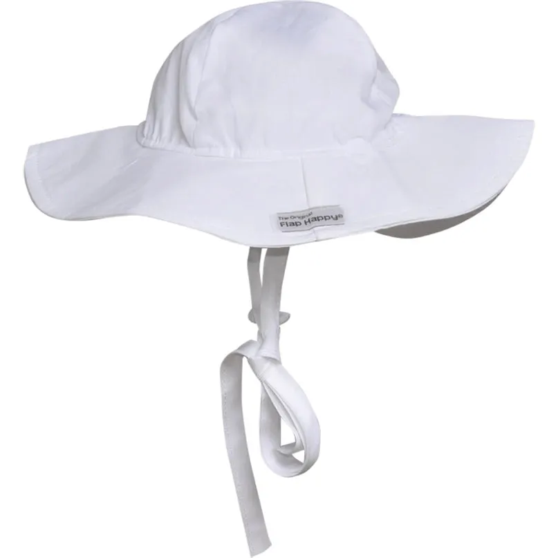 Kids UPF50  Girls and Boys Floppy Sun Hat - White