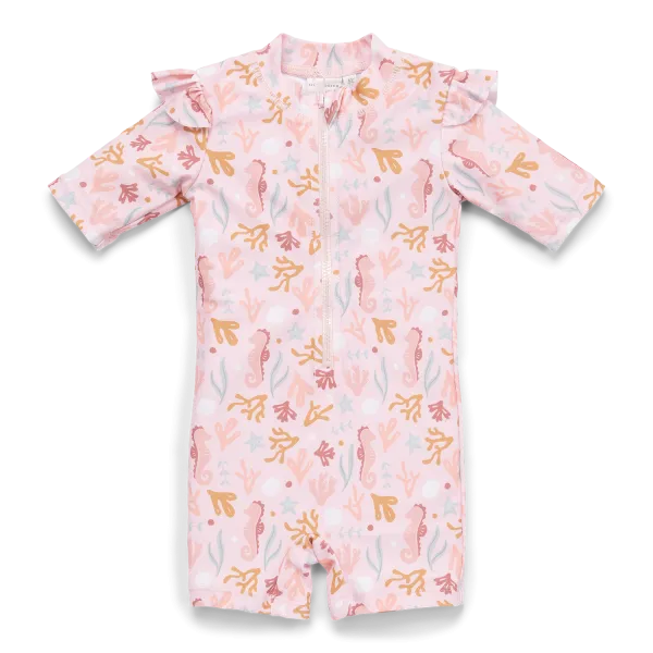 LD Swimsuit Sort Sleeve Coral Sea Girl