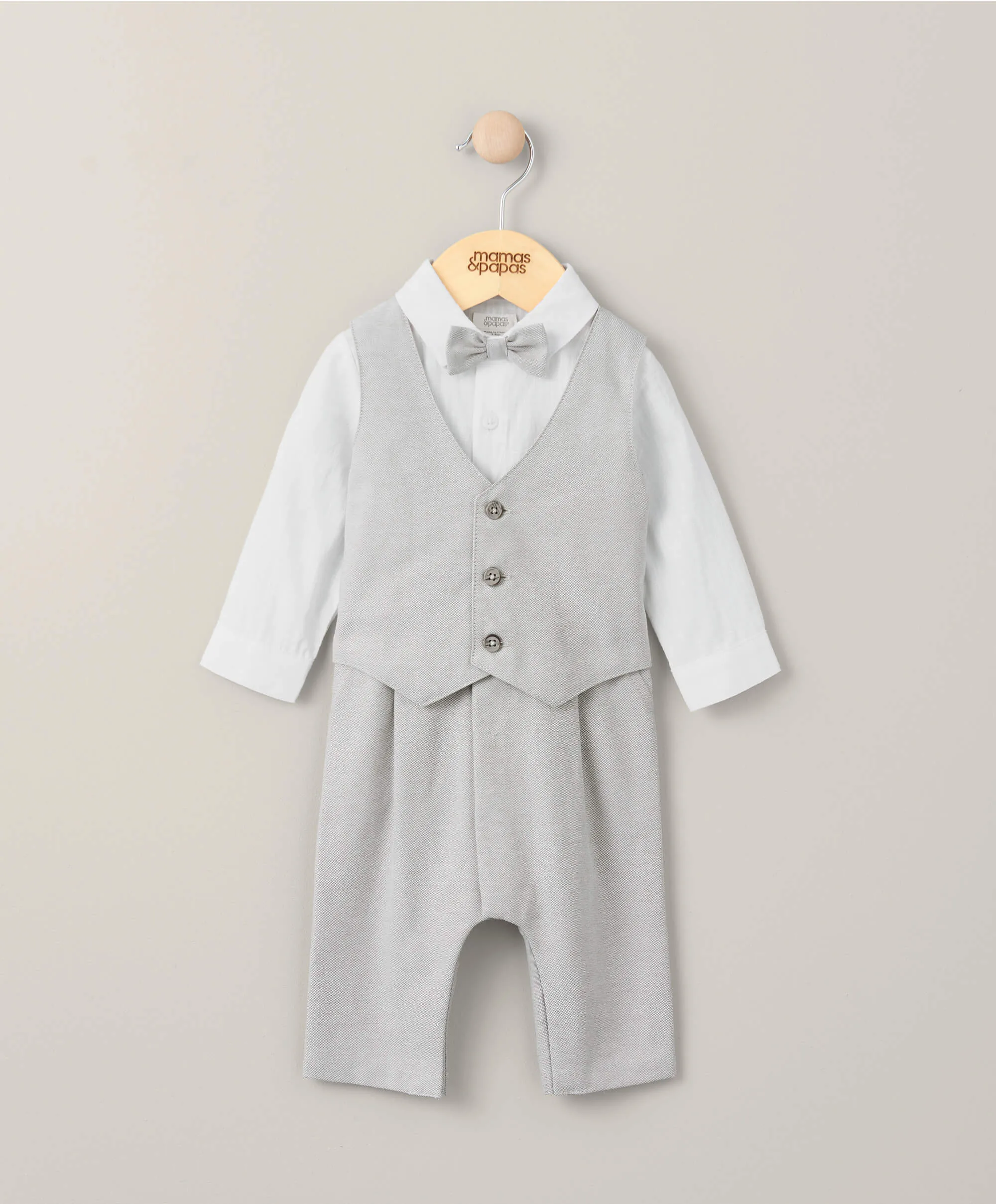 Linen Waistcoat Mock Romper - Cream