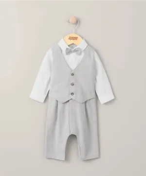 Linen Waistcoat Mock Romper - Cream
