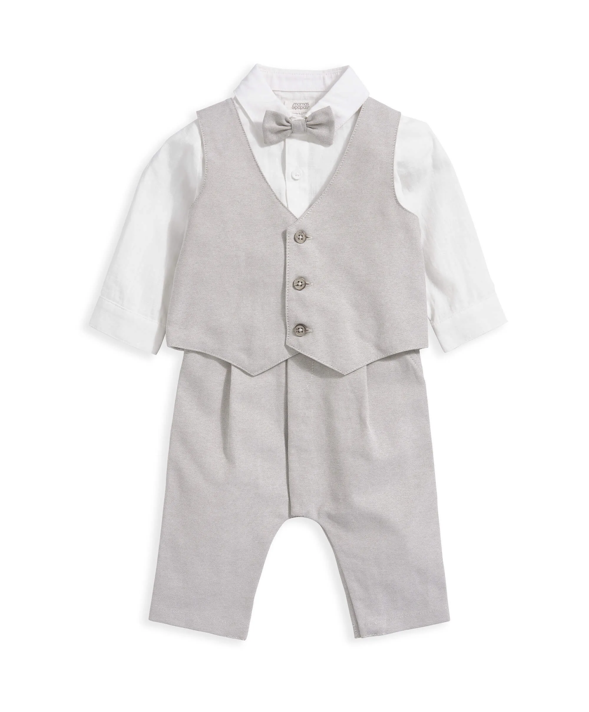 Linen Waistcoat Mock Romper - Cream