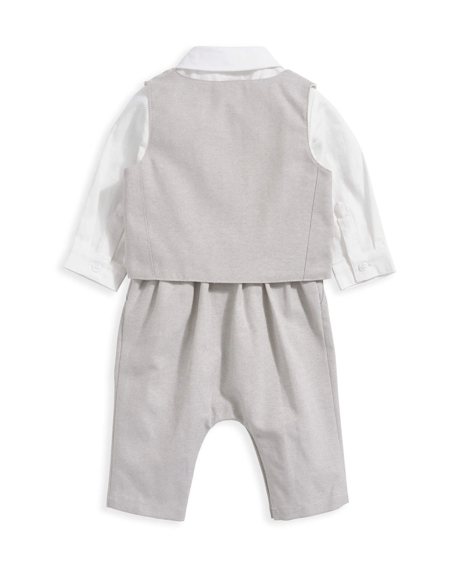Linen Waistcoat Mock Romper - Cream