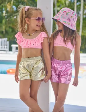 Lola   The Boys Metallic Gold Track Shorts