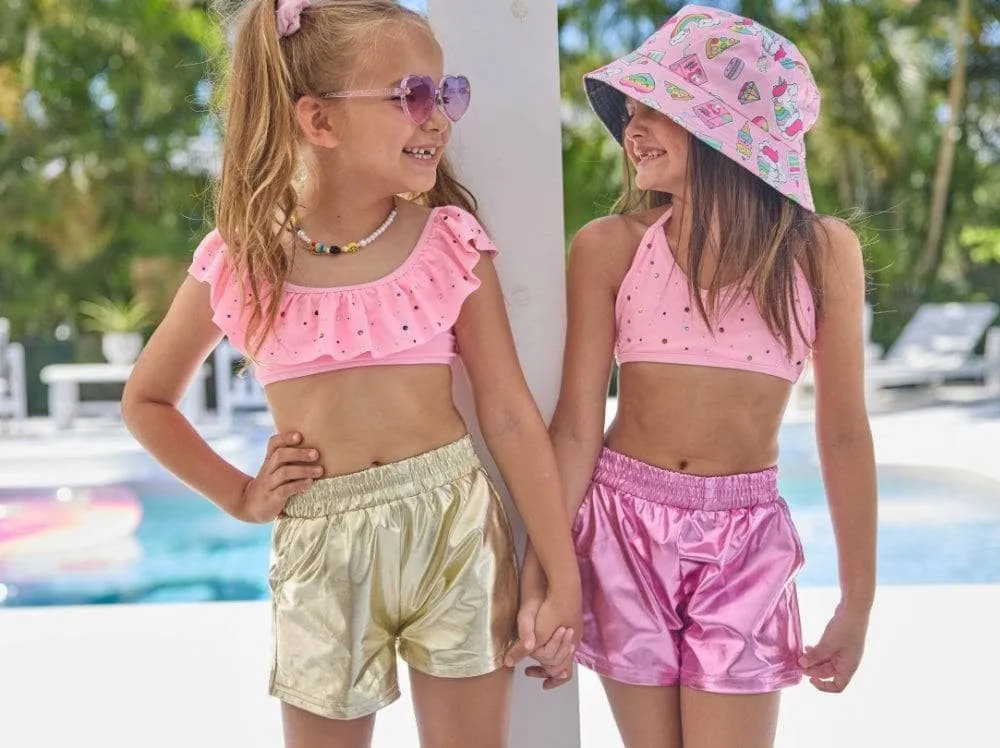 Lola   The Boys Metallic Gold Track Shorts