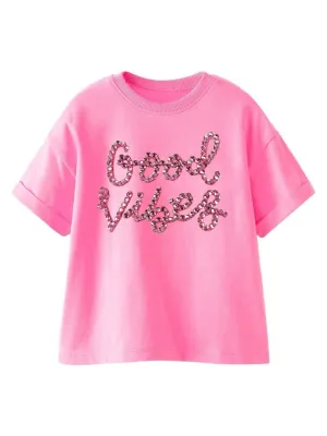 Lola   The Boys Pink Crystal Good Vibes T-shirt