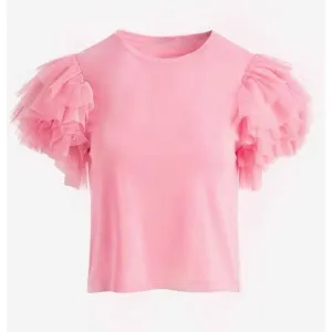 Lola   The Boys Pink Ruffle Sleeve Tee