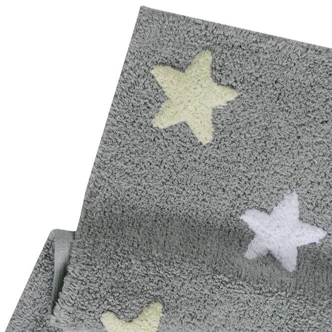 Lorena Canals Washable Rug Tricolor Stars - Grey/Pink