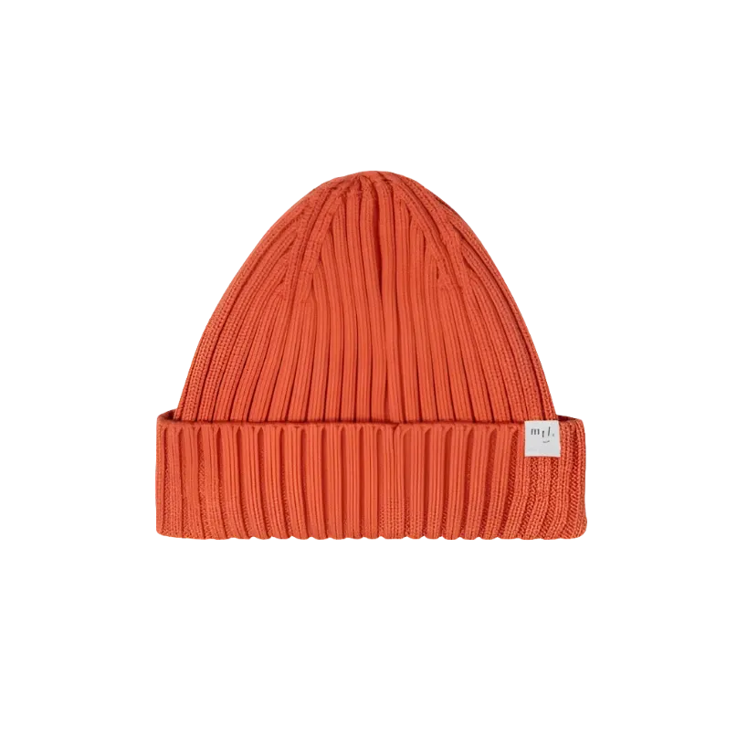 MILES THE LABEL Ribbed Baby Beanie 3-9m - Ginger