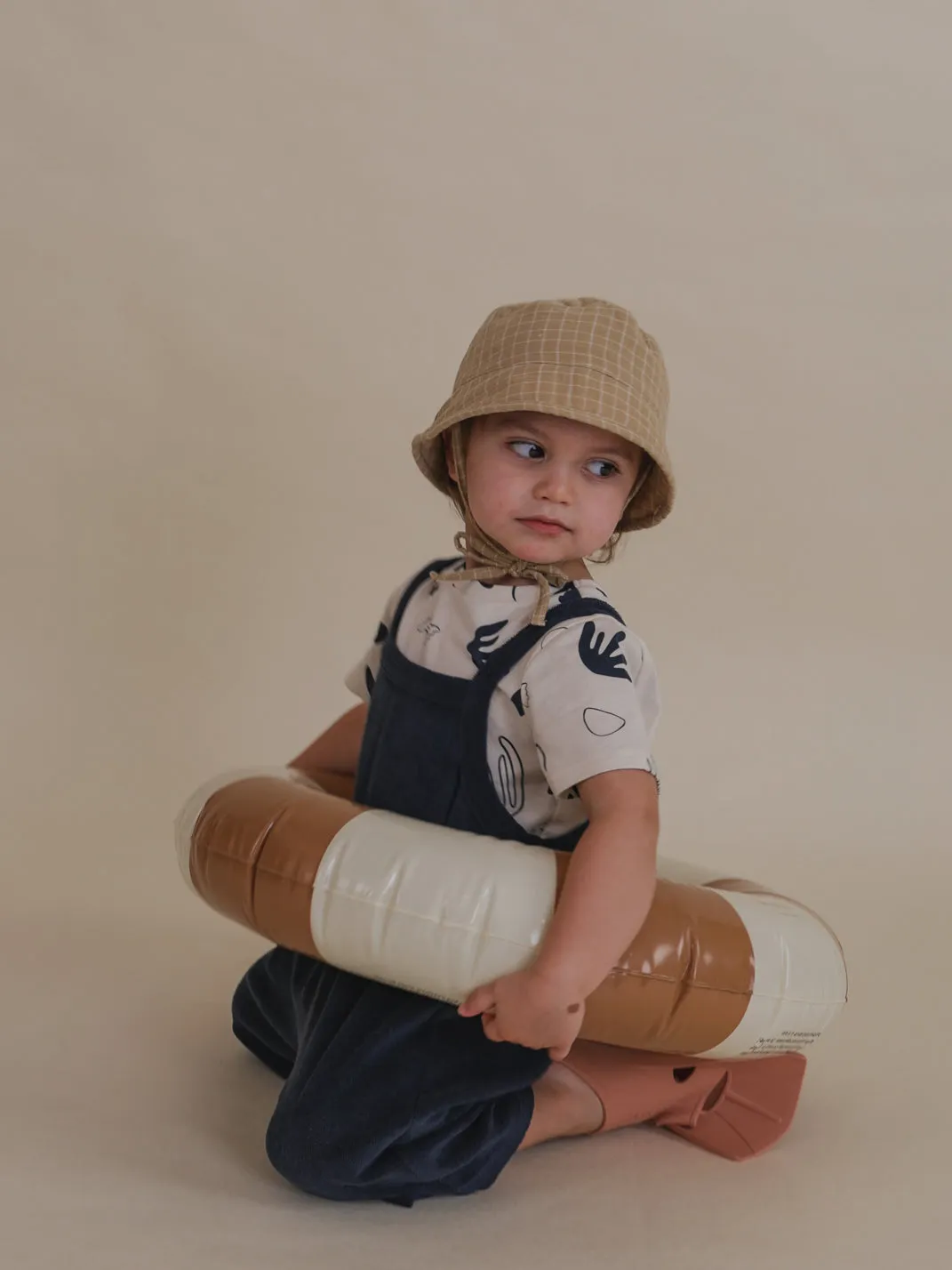 Navy Terry Cropped Dungarees