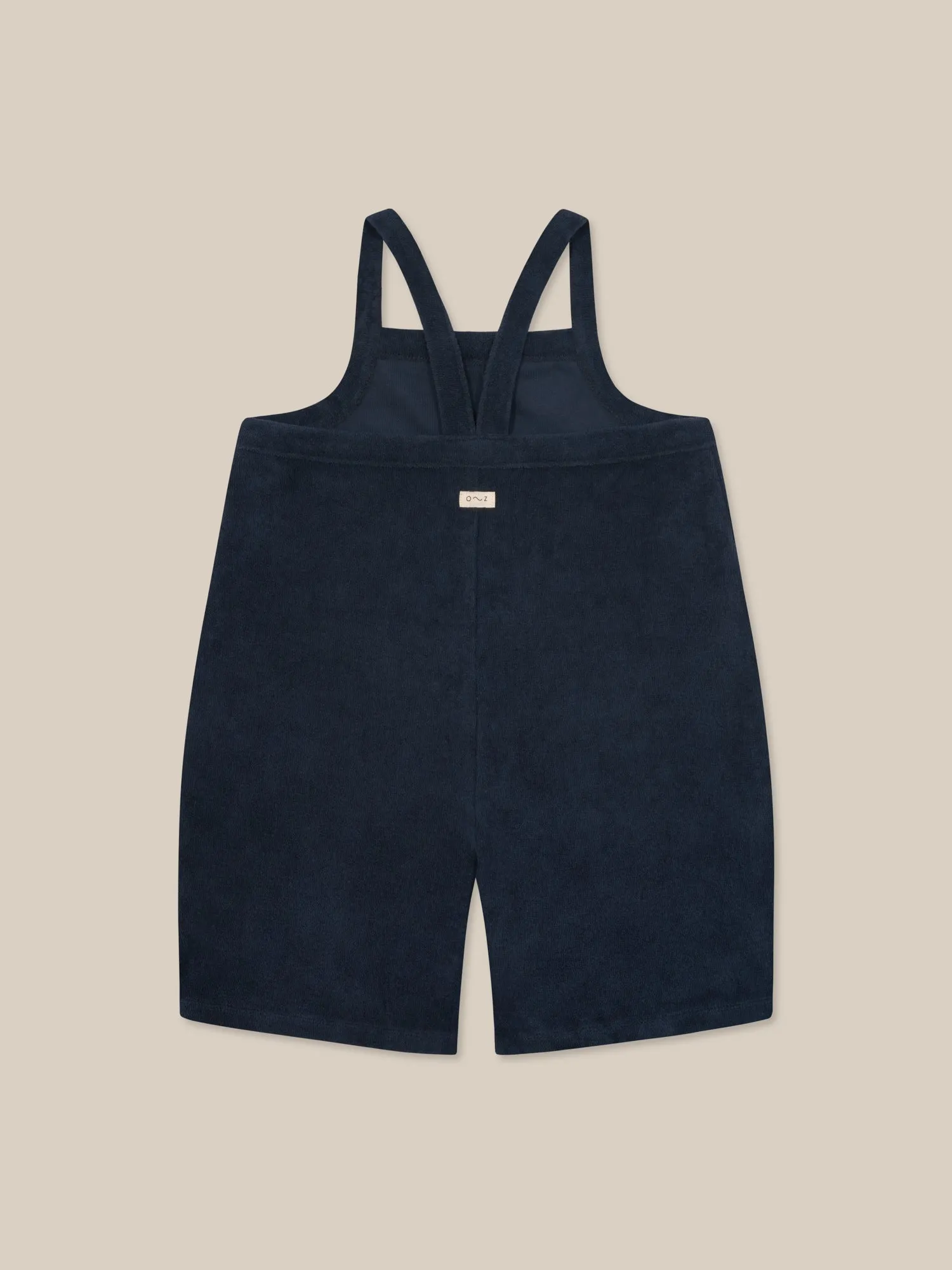 Navy Terry Cropped Dungarees
