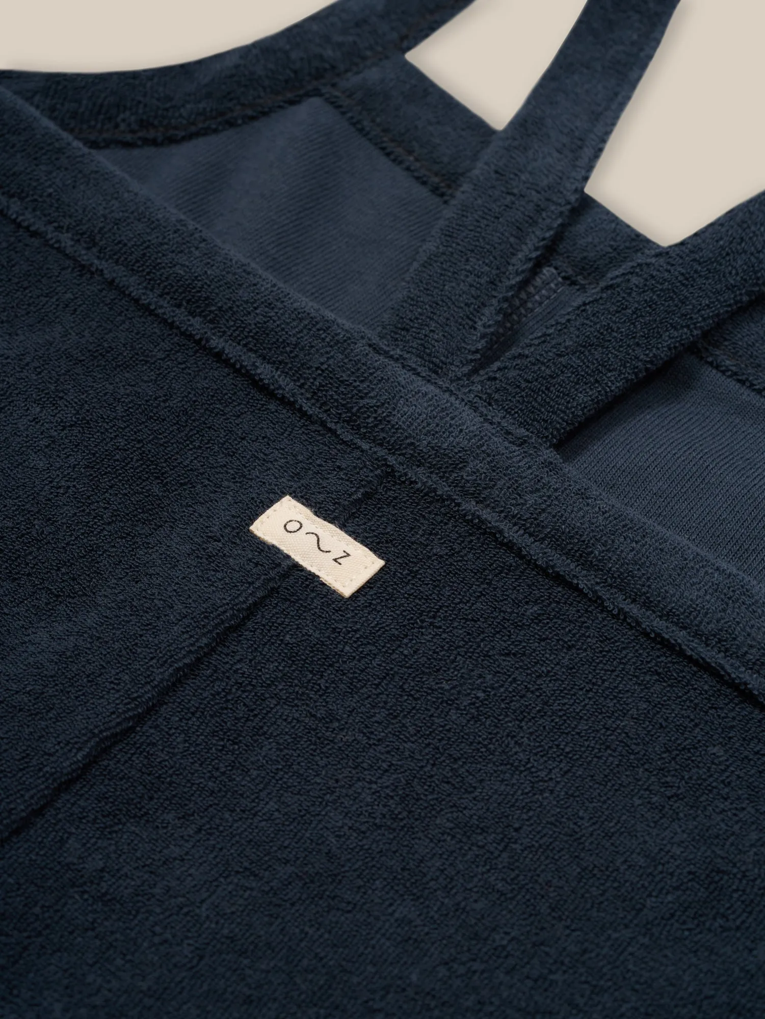 Navy Terry Cropped Dungarees