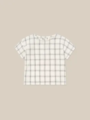 Navy Window Check Boxy T-Shirt