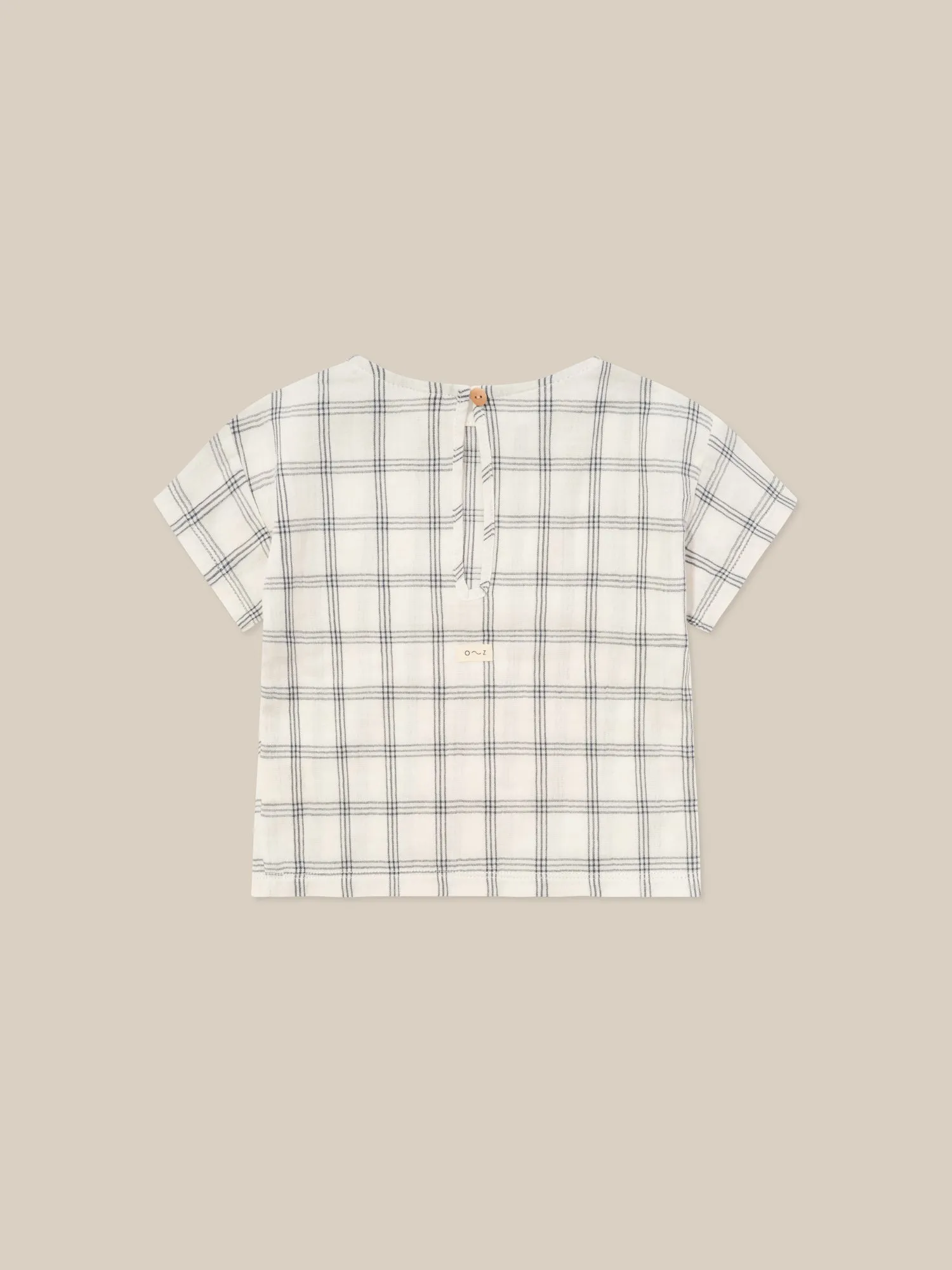 Navy Window Check Boxy T-Shirt
